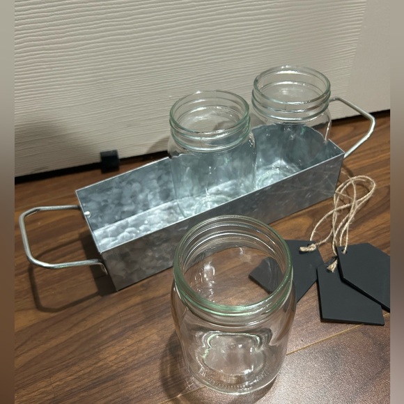 New Clear glass caddy , 3 pcs jar set - Picture 3 of 5